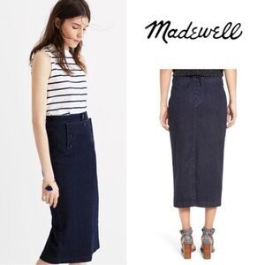 Madewell Lace Back Denim Dark Jean Pencil Skirt sz 31